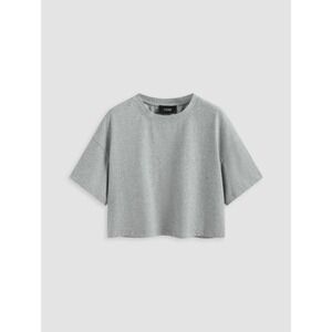 Cider Cropped Gray Cotton Tee | Size Medium